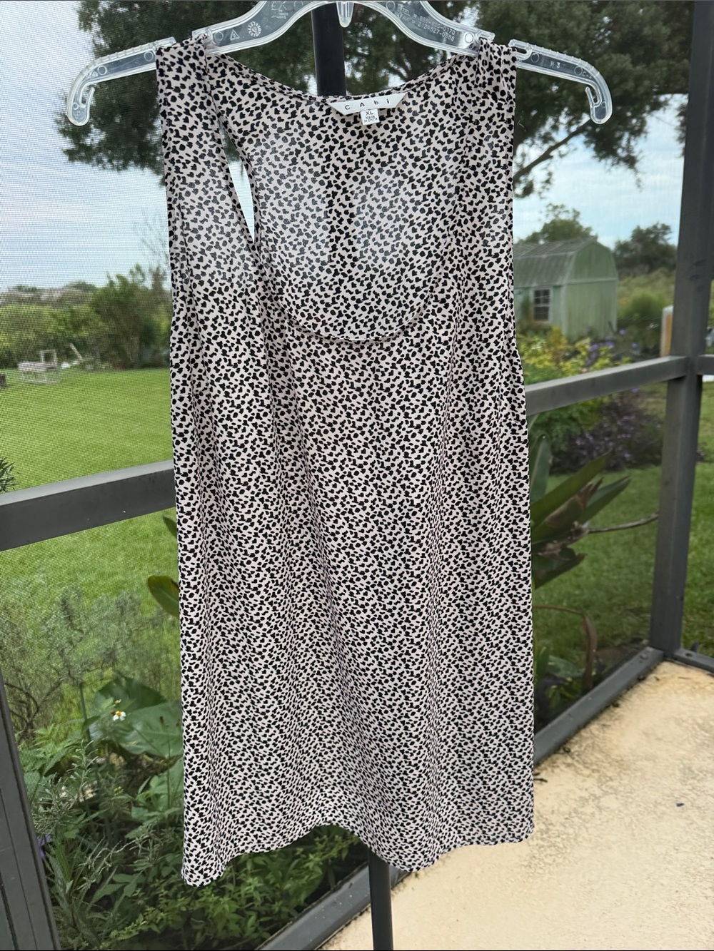 CAbi Black and Creme Spotted animal print Sleeveless Camisole